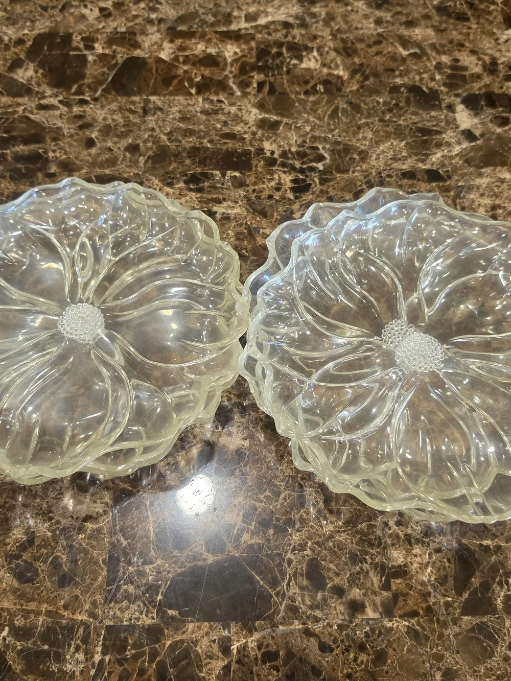 Source Unknown Clear Pressed Glass Flower Bowls - 4 Piece
